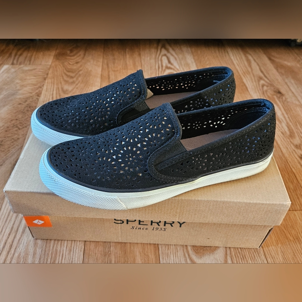 Sperry Seaside Perf Emboss Blk Women's Size 8.5 (… - image 1